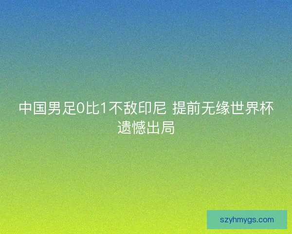 中国男足0比1不敌印尼 提前无缘世界杯遗憾出局
